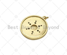 Load image into Gallery viewer, 18K Gold Sunflower On Black White Enamel Round Coin Shape Pendant,CZ Micro Pave Enamel Medallion Charm, Enamel Jewelry, 24x21mm,Sku#B132