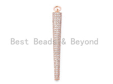 Load image into Gallery viewer, CZ Micro Pave Long Fully Paved Cone Pendant, Cubic Zirconia Necklace/Earring Pendant, 51x6mm,sku#F160C