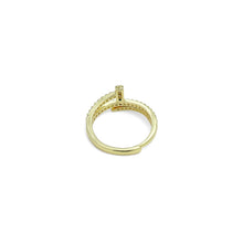 Load image into Gallery viewer, Gold Silver Clear CZ Nail Wrap Adjustable Ring, Sku#A379