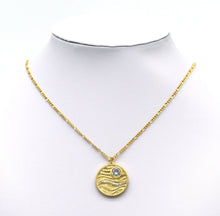 Load image into Gallery viewer, Gold Big CZ Wave On Round Coin Charm, Sku#F1497C