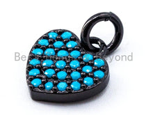 Load image into Gallery viewer, CZ Micro Pave Turquoise Heart shaped Pendant/Charm, Cubic Zirconia Pendant/Charm for Necklace Bracelet,9x10mm, sku#F335