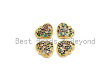 Load image into Gallery viewer, CZ Multi-color Micro Pave Heart Pendant, Heart Shaped Pave Pendant, Gold plated Heart Charm, 12x11mm, Sku#B117
