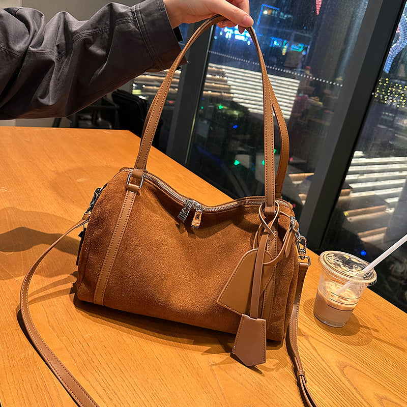 Matte Genuine Leather Retro Crossbody Bag | European & American Style | Women's Shoulder Bag