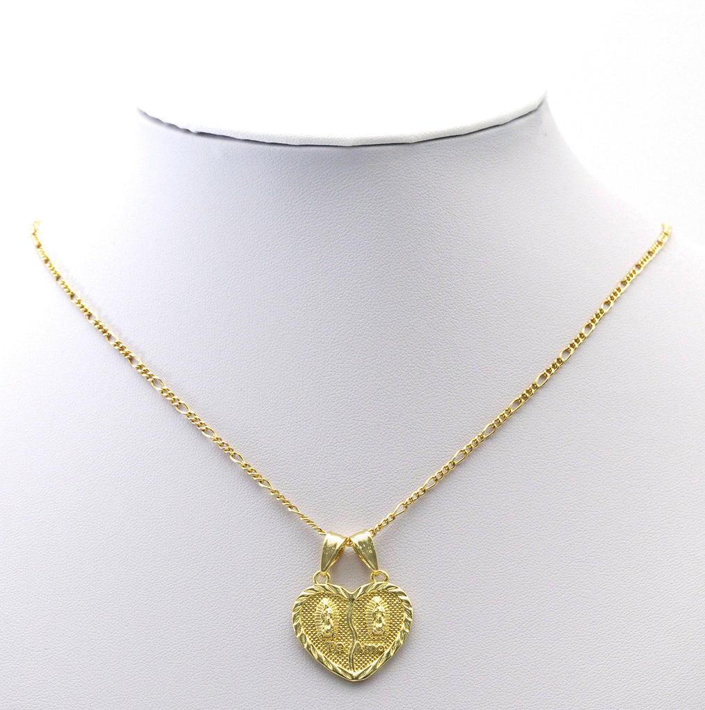CZ Gold  Virgin Mary Te Amo Medallion Heart Charm, Sku#LK760