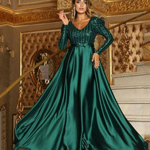 Load image into Gallery viewer, Spring Summer Women Clothing V Neck Swing Dress Sexy Dress Trailing Cocktail Evening Dress