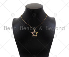 Load image into Gallery viewer, Gold Filled CZ Micro Pave Star with Colorful CZ Flower Pendant,18K Gold Filled Star Charm, Necklace Bracelet Charm Pendant,25x26mm,Sku#LK326
