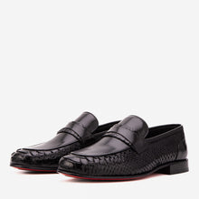 Load image into Gallery viewer, The Aurelio Black Python &amp; Baby Buffalo Leather Penny Loafer