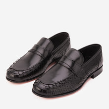 Load image into Gallery viewer, The Aurelio Black Python &amp; Baby Buffalo Leather Penny Loafer