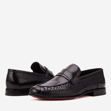 Load image into Gallery viewer, The Aurelio Black Python &amp; Baby Buffalo Leather Penny Loafer