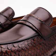 Load image into Gallery viewer, The Aurelio Brown Python &amp; Baby Buffalo Leather Penny Loafer