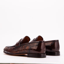 Load image into Gallery viewer, The Aurelio Brown Python &amp; Baby Buffalo Leather Penny Loafer
