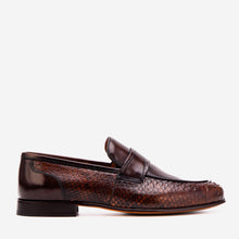 Load image into Gallery viewer, The Aurelio Brown Python &amp; Baby Buffalo Leather Penny Loafer