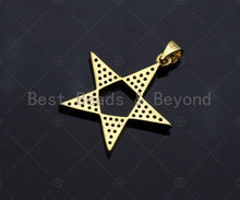 Load image into Gallery viewer, Mulicolor CZ Micro Pave Five point Star Shape Pendant, CZ Pave Star Charm, Gold Pave Star Pendant, 25mm, Sku#LK80