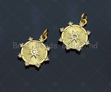Load image into Gallery viewer, CZ Micro Pave North Star On Round Coin Charm/Pendant, SKU#JL12
