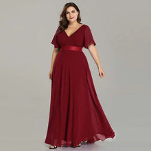 Load image into Gallery viewer, Hand-Folded Large V-neck Dress Chiffon Elastic Banquet Bridesmaid Evening Dress for Women