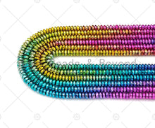 Load image into Gallery viewer, NEW!!! Rainbow Natural Hematite Faceted Rondelle Beads, Gold