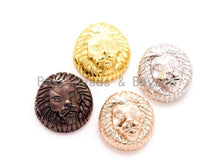 Load image into Gallery viewer, CZ Micro Pave 13mm Lion Head Animal Beads,CZ Spacer Beads in Gold Black Silver Rose Gold Finish,Men's Jewelry Findings, 1pc/2pcs sku#G175
