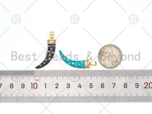 Load image into Gallery viewer, Colorful CZ Micropave Horn Shape Pendant, 18K Gold Filled Colorful Enamel Horn Charm, Necklace Bracelet Charm Pendant, 9x28mm,Sku#F1429