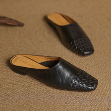 Load image into Gallery viewer, Women's Handmade Vintage Flat Leather Sandals | Cowhide Slip-On | Brown, Khaki &amp; Black