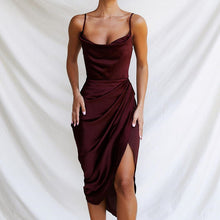 Load image into Gallery viewer, Fashion Sexy Split Satin Dress Slim Sexy Sleeveless Split