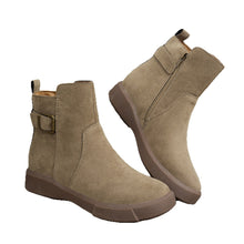 Load image into Gallery viewer, Women's Round Toe Ankle Boots with Side Zipper - Flat Heel Suede Boots