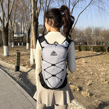Load image into Gallery viewer, Outdoor Hiking Backpack with Trekking Pole Bag – Nylon, Air-Cushion Straps | Black &amp; White