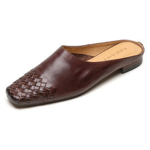 Load image into Gallery viewer, Women's Handmade Vintage Flat Leather Sandals | Cowhide Slip-On | Brown, Khaki &amp; Black