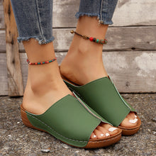 Load image into Gallery viewer, Wedge Sandals - Peep Toe Platform Slides
