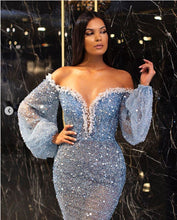 Load image into Gallery viewer, Spring Summer Women Clothing Casual Dress Elegant Gold V neck See through Fishtail Evening Dress