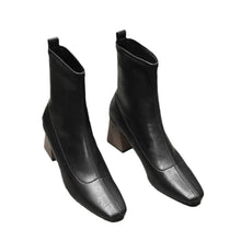 Load image into Gallery viewer, Women's Minimalist Over-the-Knee Boots | Square Toe Chunky Heel Side Zipper | Black &amp; Dark Brown
