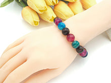 Load image into Gallery viewer, Colorful Banded Agate Stretch Bracelet,Sku#EF11