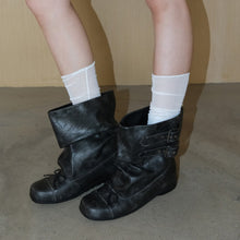 Load image into Gallery viewer, Women's Bow-tie Ankle Boots – Wide Calf Chunky Heel Slip-On Soft Sole