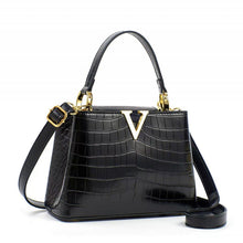 Load image into Gallery viewer, Minimalist Crocodile Pattern Tote Bag - Women's PU Leather Handbag with Zipper Compartment