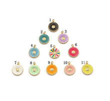 Load image into Gallery viewer, Colorful Enamel CZ Gold Daisy Flower Charm, Sku#F1514C