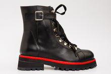 Load image into Gallery viewer, The Belgrano Black Leather Lace-Up Ankle Women Boot With a Side Zipper