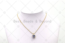 Load image into Gallery viewer, Colorful Glass Quartz Heart Shape with Gold Electric Wave Pendant, 18K Gold Filled Heart Charm, Necklace Bracelet Charm Pendant,Sku#CP38