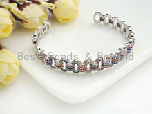 Load image into Gallery viewer, CZ Linked Chain Open Cuff Bracelet, Sku#X160