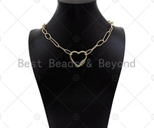 Load image into Gallery viewer, 18K Gold Love Word On Heart Shape Screw Clasp, Heart Connector, Gold Carabiner Clasp,30x29mm, Sku#K172