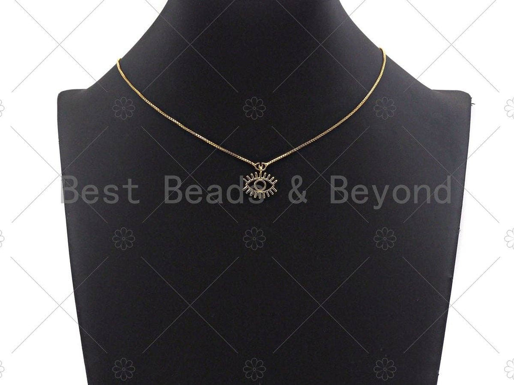 Large Evil Eye With Long Eyelash Pendant/Charm, Lucky eye Pendant, 24K Gold Tone,16x15mm,Sku#L307