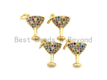 Load image into Gallery viewer, CZ Colorful Micro Pave Goblet Pendant, Trophy Shaped Pave Pendant, Gold plated, 10x12mm, Sku#F828