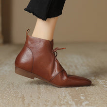 Load image into Gallery viewer, Women's Vintage Round Toe Ankle Boots - Genuine Leather Slip-On Chunky Heel Winter Boots