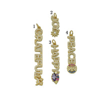 Load image into Gallery viewer, Gold CZ Peace Happy Joy Grateful Word Charm, Sku#L684