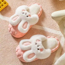 Load image into Gallery viewer, Unisex Cute Rabbit Fuzzy Slippers | Detachable Washable Plush House Shoes