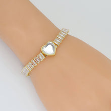 Load image into Gallery viewer, Baguette CZ Heart Sliding Adjustable Bracelet, Sku#A385