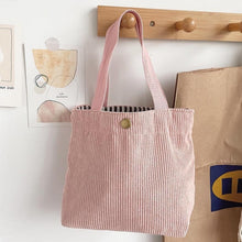 Load image into Gallery viewer, Women's Canvas Tote Bag - Minimalist Double-Sided Print Shoulder Bag with Embroidered Logo