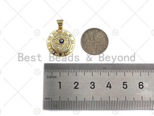 Load image into Gallery viewer, 18k Dainty Gold Enamel Evil Eye On Round Coin Shape Charms, Dainty Charms, Gold Pendant, Necklace Charms, 18x20mm, Sku#LK169