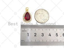Load image into Gallery viewer, Gold Filled Big Colorful CZ Micro Pave Teardrop Shape Pendant, 18K Gold Filled Teardrop Charm, Necklace Bracelet Pendant,13x21mm,Sku#LK366