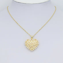 Load image into Gallery viewer, CZ Pave Gold Silver Pearl Heart Charm Pendant, Sku#LX594