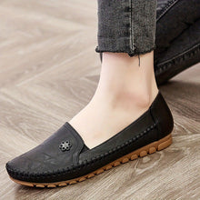 Load image into Gallery viewer, Women's Comfortable Flat Dress Shoes – Round Toe Slip-On PU Leather | Black Camel Pink Off-White