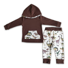 Load image into Gallery viewer, Brown Boy Dinosaur Hoodies Outfit